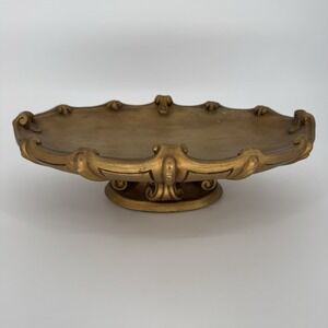 Mid Century Gold Chalk-ware Fruit Bowl Centerpiece 16" Universal Statuary‎